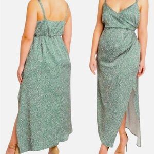 Eloquii | Olive Green + Pink Maxi Dress - NWT
